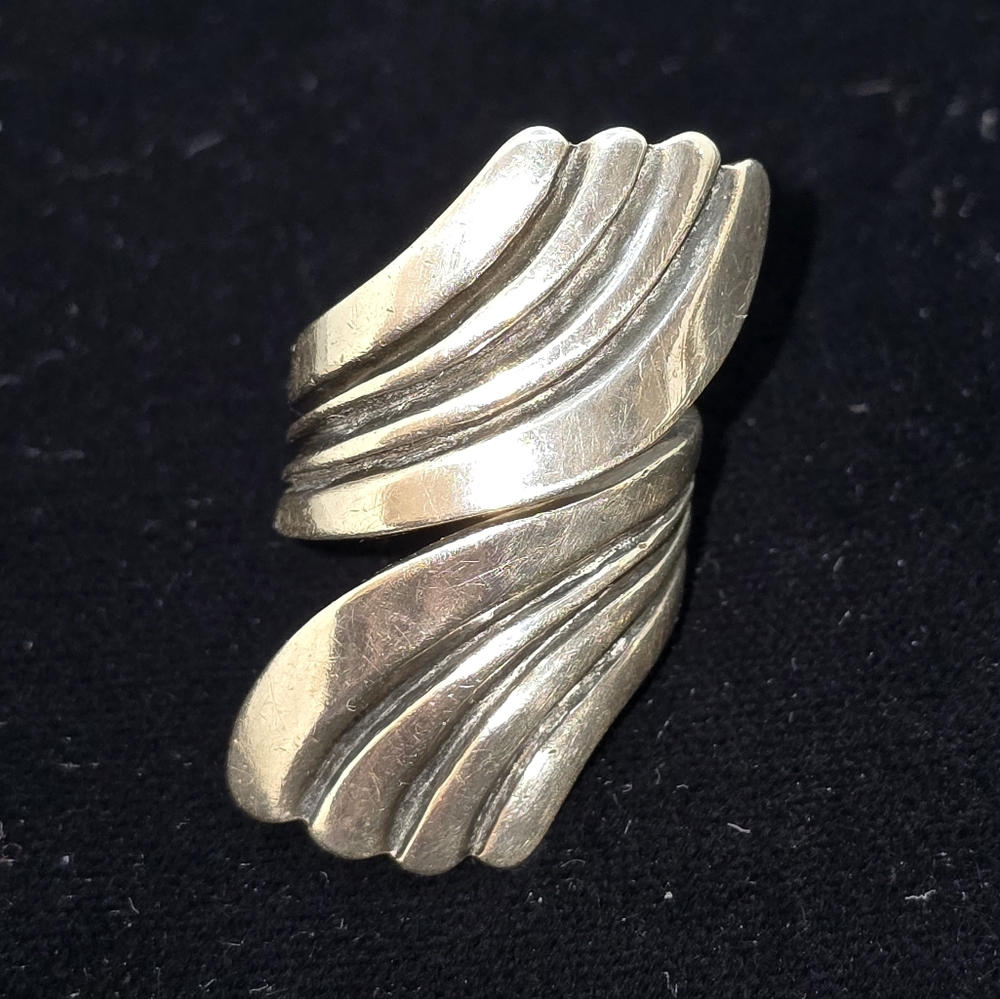 Taxco Sterling Bypass Ring Signed Size 4.5